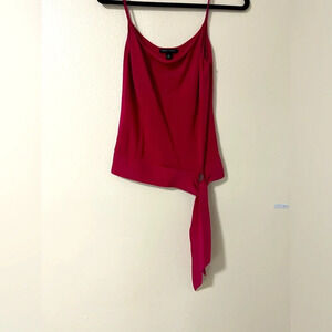 Deep rich pink tie front silk blend banana republic blouse neck detail size M